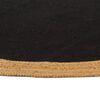 vidaXL pīts paklājs, melns, dabīga apmale, 150 cm, džuta, kokvilna