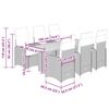 vidaXL 7-daļīgs bistro mēbeļu komplekts, matrači, pelēks PE
