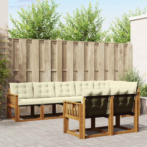 vidaXL Āra dīvānu komplekts ar spilvenu 8 pcs Dabisks un krējuma