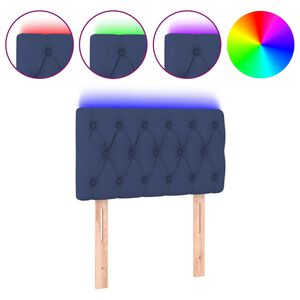 vidaXL gultas galvgalis ar LED, 80x7x78/88 cm, zils audums