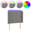 vidaXL gultas galvgalis ar LED, 103x16x118/128 cm, gai&scaron;i pelēks samts