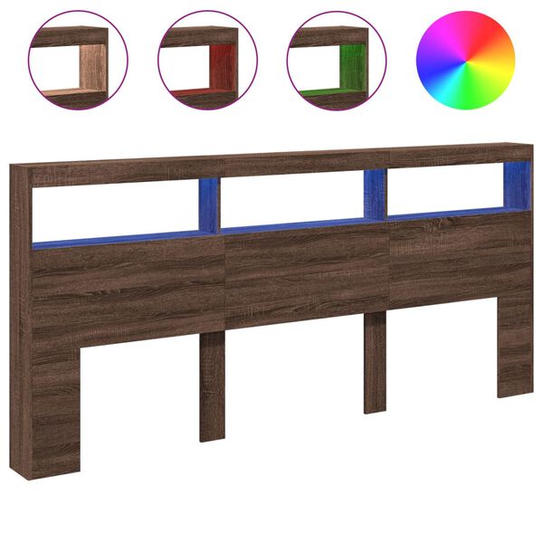 vidaXL galvgaļa skapis ar LED, brūna ozola, 220x17x102 cm