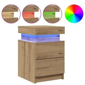 vidaXL naktsskapītis ar LED koka krāsa 35x39x55 cm inženierijas koks