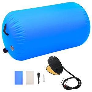 vidaXL piepū&scaron;ams vingro&scaron;anas rullis ar pumpi, 100x60 cm, zils PVC