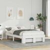 vidaXL Gultas rāmis Balts 135 x 190 cm Ciets priedes koks