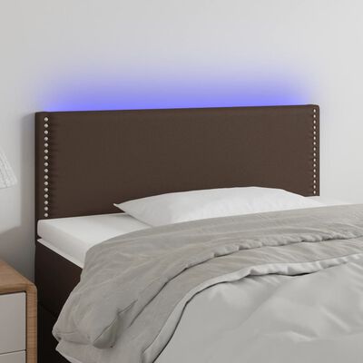 vidaXL gultas galvgalis ar LED, 90x5x78/88 cm, brūna mākslīgā āda