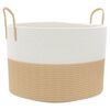 vidaXL uzglabā&scaron;anas grozs, bē&scaron;s ar baltu, &Oslash;51x33 cm, kokvilna