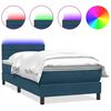 vidaXL atsperu gulta ar matraci, LED, tum&scaron;i zils samts, 100x220 cm