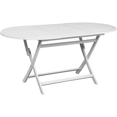 vidaXL dārza galds, 160x85x75 cm, balts, akācijas masīvkoks