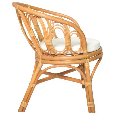 vidaXL virtuves krēsls ar matraci, brūna dabīgā rotangpalma, lins