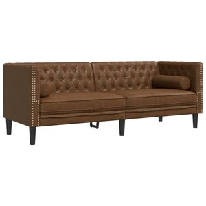 vidaXL Chesterfield dīvāns ar balstiem, trīsvietīgs, brūns