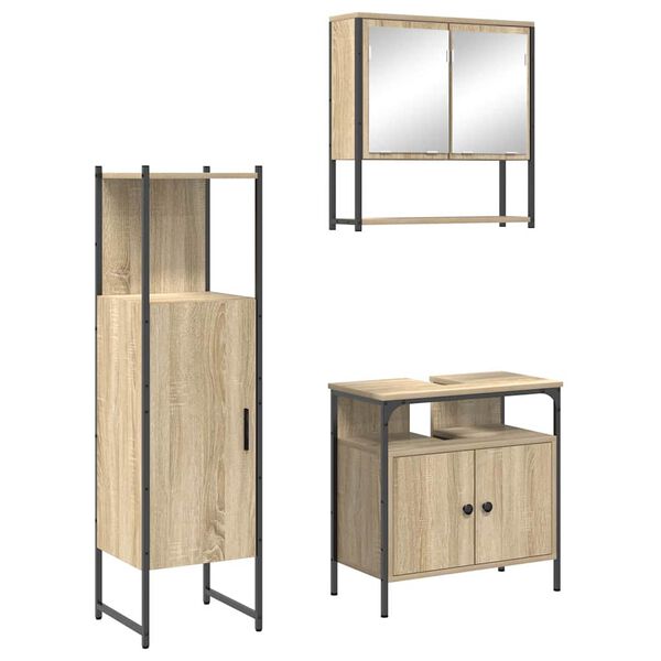 vidaXL Vannas istabas mēbeļu komplekts 3 pcs Brūna 33 x 33 x 120.5 cm