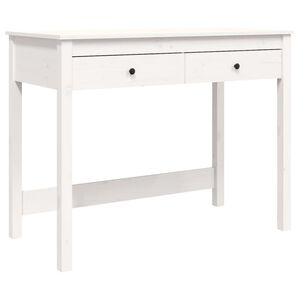 vidaXL rakstāmgalds ar atvilktnēm, balts, 100x50x78 cm, priedes koks