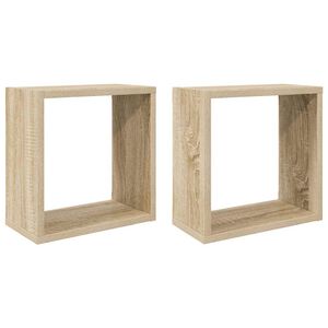 vidaXL kuba formas sienas plaukti, 2 gab., 30x15x30 cm, ozolkoka krāsa