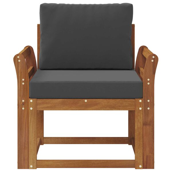 vidaXL Āra dīvāns Cieta akācijas koks un poliesters Dabiska