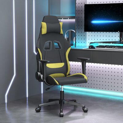 vidaXL datorspēļu krēsls, melns un gaiši zaļš audums