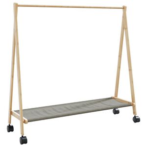 vidaXL drēbju statīvs ar plauktiem un riteņiem 106x34x106,5 cm bambusa