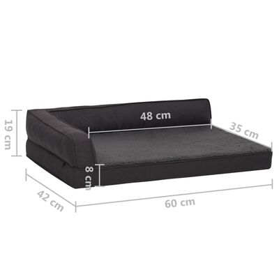 vidaXL ergonomiska suņu gulta, 60x42 cm, lina dizains, flīss, melna