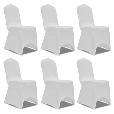 vidaXL krēslu pārvalki, 12 gab., balts elastīgs audums