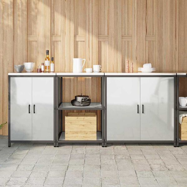 vidaXL Virtuves glabā&scaron;anas komplekts 3 pcs Sudraba Cinkots tērauds