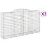 vidaXL arkveida gabiona grozi, 3 gb., 300x50x160/180cm, cinkota dzelzs