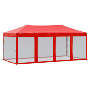 vidaXL saliekama nojume ar sienām, sarkana, 3x6 m