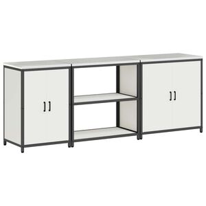 vidaXL Virtuves glabā&scaron;anas komplekts ar plauktu 3 pcs Balts Tērauds