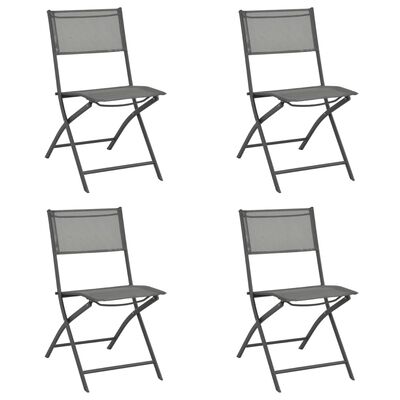 vidaXL saliekami dārza krēsli, 4 gab., pelēki, tērauds un tekstilēns