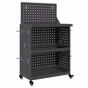 vidaXL Instrumentu ratiņi ar plauktu ar riteni Melns 65 x 35 x 111 cm
