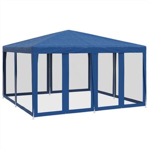 vidaXL svinību telts, ar 8 sieta sienām, 4x4 m, zila, HDPE