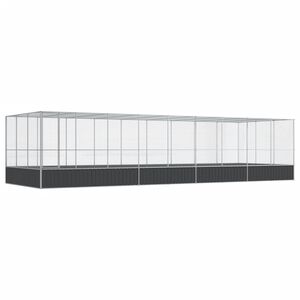 vidaXL putnu māja, sudraba krāsa, 932x307x212 cm, tērauds