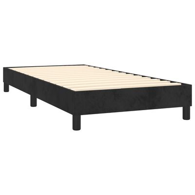 vidaXL atsperu gulta ar matraci, melna samts, 90x190 cm