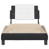 vidaXL gultas rāmis bez matrača, Zadar, melns, balts, 90x200 cm, mākslīgā āda