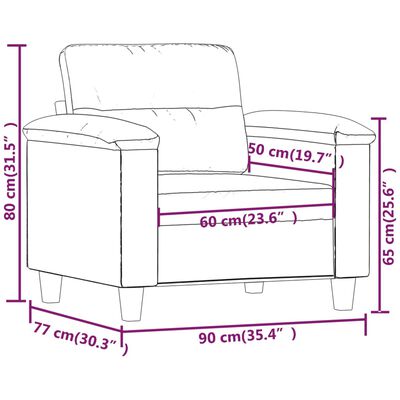 vidaXL atpūtas krēsls, gaiši pelēks, 60 cm, mikrošķiedras audums