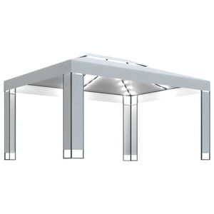 vidaXL dārza nojume ar LED lampiņu virtenēm, 3x4 m, balta