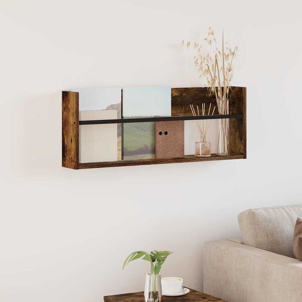 vidaXL Žurnālu statīvs Dūmaka ozols 80 x 12 x 30 cm Inženierijas koks