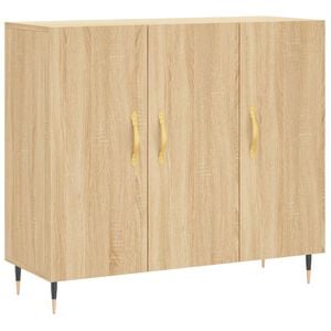 vidaXL kumode, ozolkoka krāsa, 90x34x80 cm, inženierijas koks