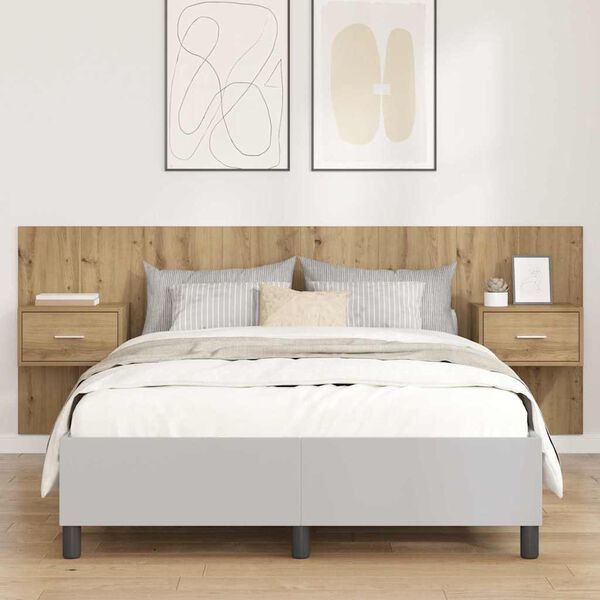 vidaXL Gultas galva ar skapī&scaron;u 3 pcs Artisānā ozols Inženierijas koks