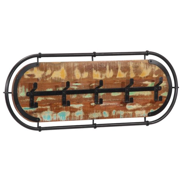 vidaXL sienas drēbju pakaramais ar 5 āķiem, pārstrādāts masīvkoks