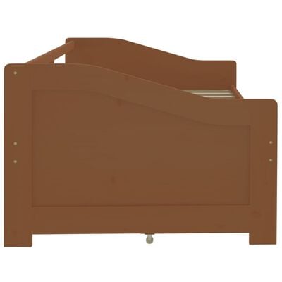 vidaXL 3-vietīga dīvāngulta ar atvilktnēm, brūna, priede, 90x200 cm