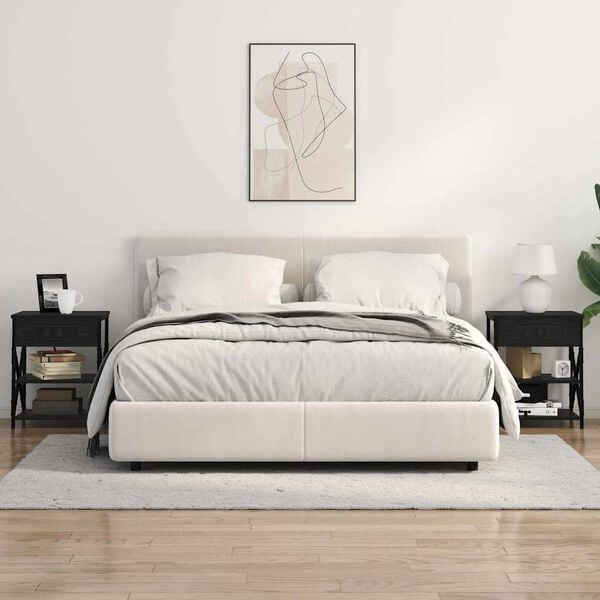 vidaXL Nakts skapītis ar plauktu 2 pcs Melns ozolkoks 41 x 31 x 51 cm