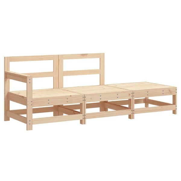 vidaXL 3-daļīgs dārza atpūtas mēbeļu komplekts ar matračiem, masīvkoks