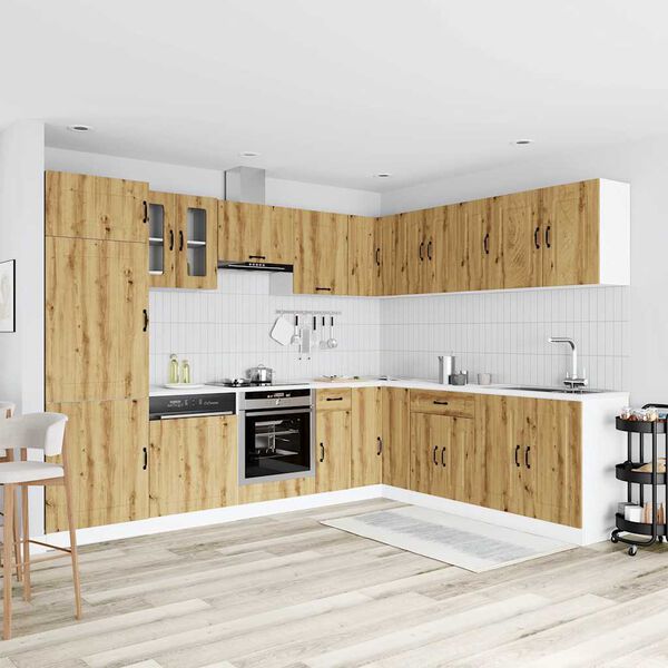 vidaXL 14-daļīgs virtuves skapītis komplekts, Kalmar, koka krāsā