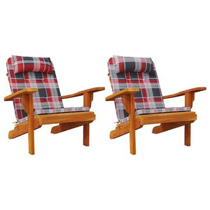 vidaXL Krēslu spilveni &Scaron;ķērsots 2 pcs Sarkans rūtiņ&scaron; 58 x 77 x 4,5 cm