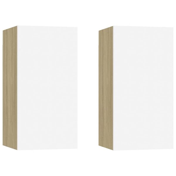 vidaXL TV skapī&scaron;i 2 gab. 30,5x30x60 cm balti, ozola, inženierijas koks