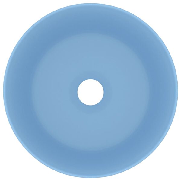vidaXL izlietne, apaļa, 40x15 cm, matēta gaiši zila keramika
