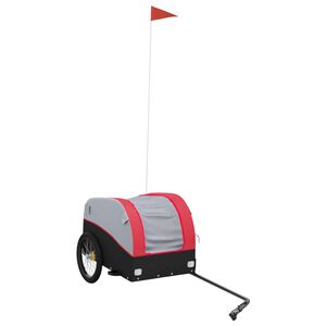vidaXL velosipēda piekabe, 30 kg, melna un sarkana, dzelzs