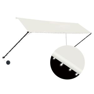 vidaXL izvelkama markīze ar LED, 350x150 cm, krēmkrāsa