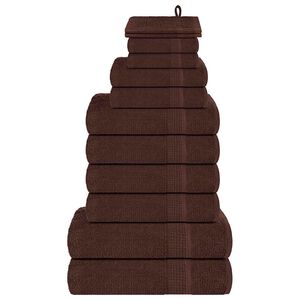 vidaXL 12 daļu dvieļu komplekts, FROGN, brūns, 360 g/m&sup2;