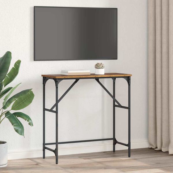 vidaXL Konsoles galds Vecs koks 75 x 32 x 75 cm Inženierijas koks